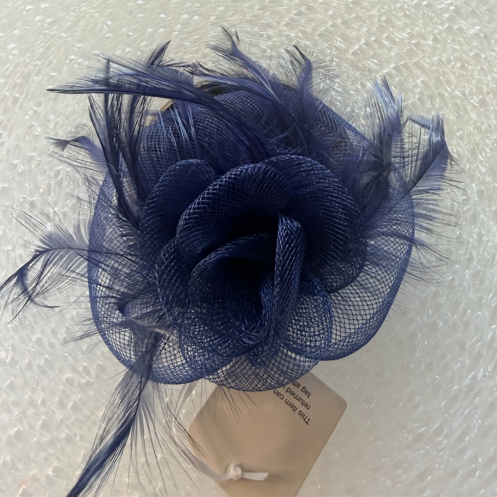 Navy Blue Fascinator Hair Clip | Tea Party Church Derby Easter Headpiece